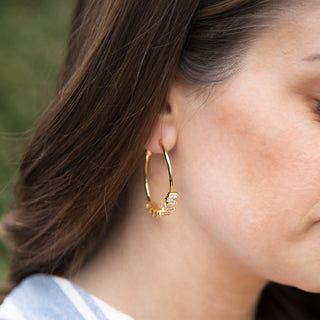 Crystal Classic
in Gold ." Austrian Crystal Hoop Earring