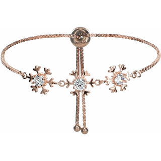 Crystal Snowflake in Rose Gold 4.5" Austrian Crystal Drawstring Bracelet