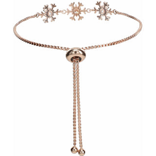 Crystal Snowflake in Rose Gold 4.5" Austrian Crystal Drawstring Bracelet