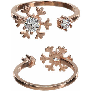 Crystal Snowflake in Rose Gold 1 CM Austrian Crystal Stud Earrings & Adjustable Ring