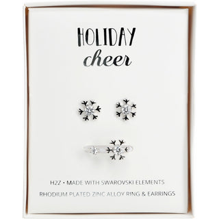 Crystal Snowflake
in Rose Gold CM Austrian Crystal Stud Earrings & Adjustable Ring