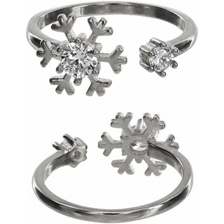 Crystal Snowflake in Rhodium 1 CM Austrian Crystal Stud Earrings & Adjustable Ring