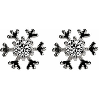 Crystal Snowflake in Rhodium 1 CM Austrian Crystal Stud Earrings & Adjustable Ring