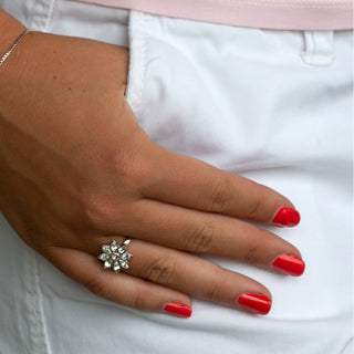 Crystal Flora in Rose Gold 1.5 CM Austrian Crystal Ring Size 7
