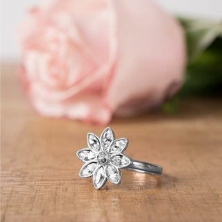 Crystal Flora in Rhodium .CM Austrian Crystal Ring