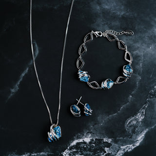 Iridescent Crystal Galactic Rhodium Austrian Element Necklace