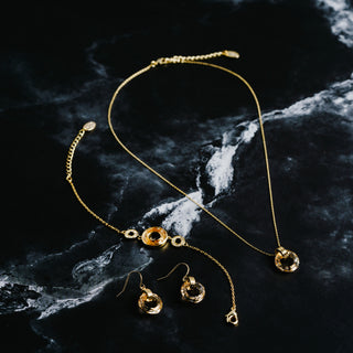 Crystal Golden Shadow Cosmic Gold Plated Austrian Element Necklace