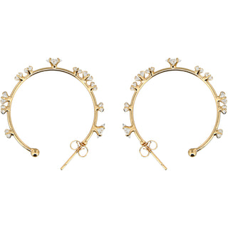 Stunning Crystal in Gold 1.25" Cubic Zirconia Hoop Earrings