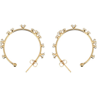 Stunning Crystal in Gold 1.25" Cubic Zirconia Hoop Earrings