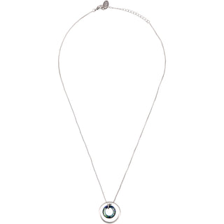 Look Up Bermuda Blue Crystal 17"-19" Engraved Rhodium Plated Austrian Element Necklace