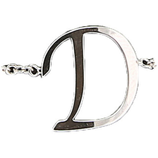 D Adjustable Rhodium Plated Monogram Ring