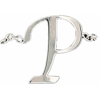 P Adjustable Rhodium Plated Monogram Ring