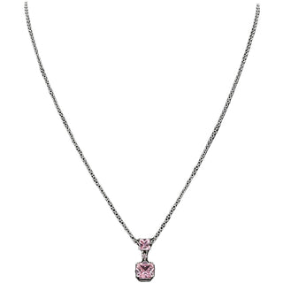 16 Rose Zircon 16.5"-18.5" Celebration Rhodium Plated Necklace