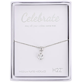 Celebrate Clear Zircon 16.5"-18.5" Celebration Rhodium Plated Necklace