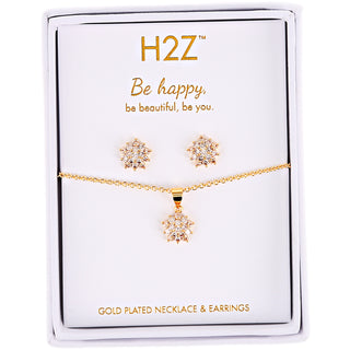 Happy Floral Burst - Topaz Zircon 16.5"-18.5" Inspirational 18K Gold Plated Gift Set