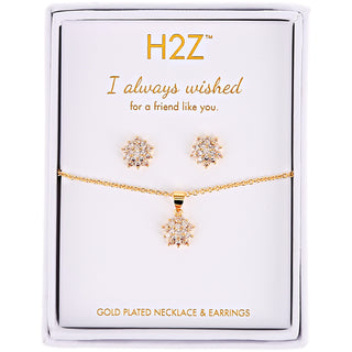 Friend Floral Burst - Topaz Zircon 16.5"-18.5" Inspirational 18K Gold Plated Gift Set