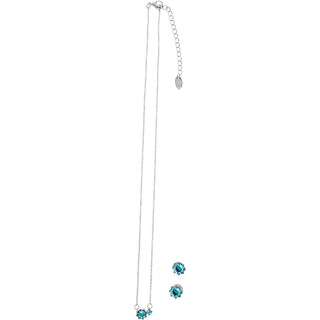 March Aquamarine 16.5"-18.5" Birthstone Jewelry Gift Set