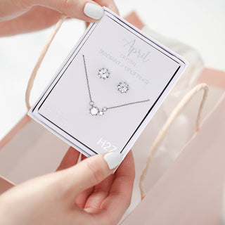 April Crystal 16.5"-18.5" Birthstone Jewelry Gift Set