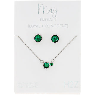May Emerald 16.5"-18.5" Birthstone Jewelry Gift Set