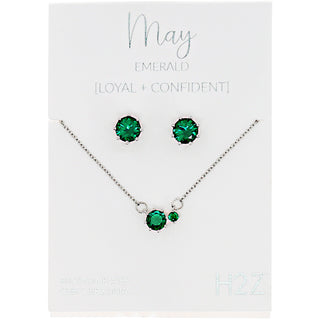 May Emerald 16.5"-18.5" Birthstone Jewelry Gift Set