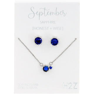 September Sapphire 16.5"-18.5" Birthstone Jewelry Gift Set