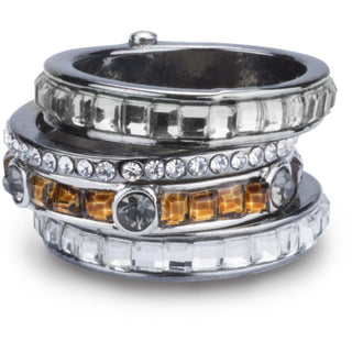 Earthtone Ring with Stacked Crystal Layers