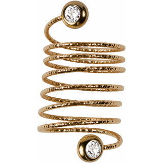 6 Coil Crystal Gold Spiral Adjustable Ring