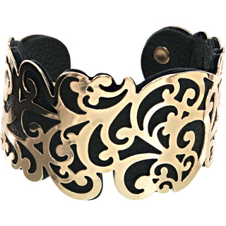 Gold & Black 1.5" Flourish Cuff Bracelet