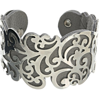 Silver & Gray 1.5" Flourish Cuff Bracelet