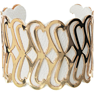 Gold & White 2" Infinity Cuff Bracelet