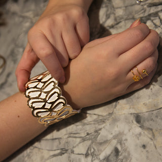 Gold & White 2" Infinity Cuff Bracelet