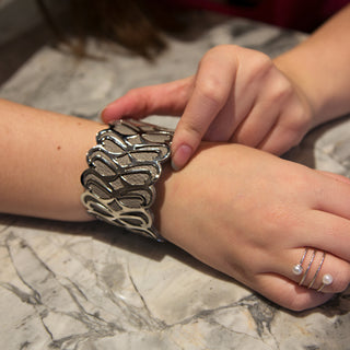 Silver & Gray 2" Infinity Cuff Bracelet