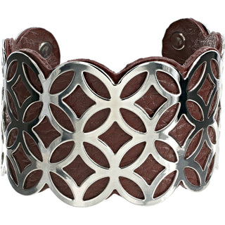 Silver & Chocolate 1.75" Geometric Cuff Bracelet