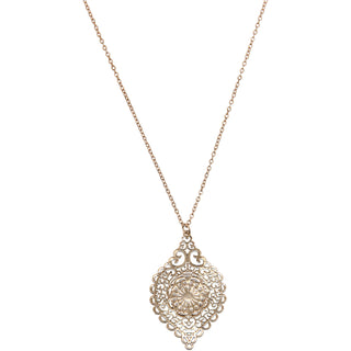 Rose Gold Lace Leaf Mother of Pearl Necklace