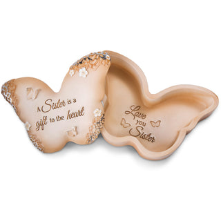 Sister 4" x 2.5" Butterfly Keepsake Box