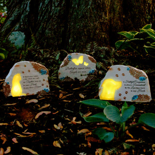 Butterflies Appear 7" x 5" Solar Memorial Garden Stone