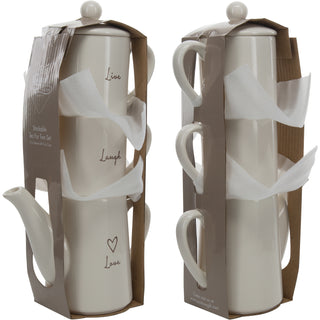 Live, Laugh, Love Tea for Two Set (15 oz Teapot with 2 - 8 oz Cups)