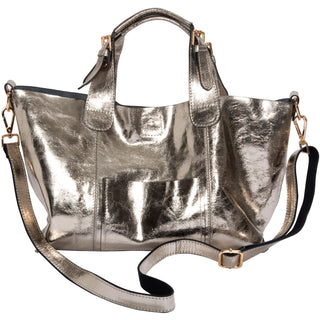 Anissa Pyrite 14" x 9.5" Metallic Leather Purse/Handbag