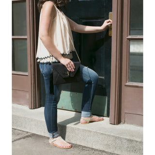 Valerie Chocolate 10.5" x 0.5" x 7.5" Oversized Clutch