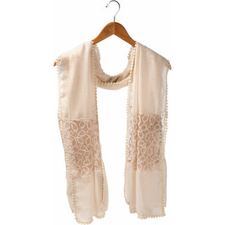 Cream 70" x 30" Lace Accent Scarf