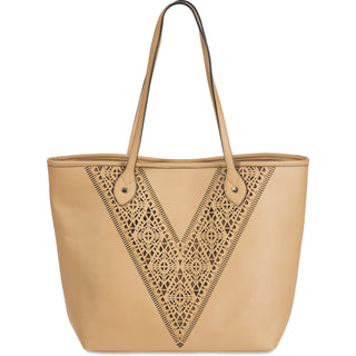 Jessica Hazelnut 17" x 6" x 12.5" Pecan/Mocha Laser Cut Tote