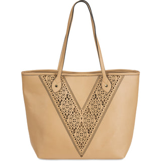 Jessica Hazelnut 17" x 6" x 12.5" Pecan/Mocha Laser Cut Tote