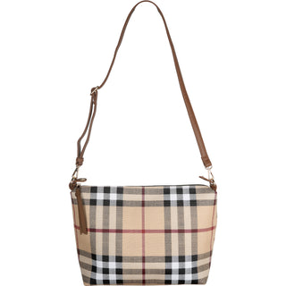 Walnut Wine 18" x 11" Laser Cut Plaid Tote