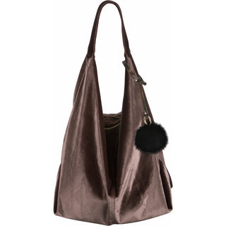 Coffee Velvet Shoulder Bag