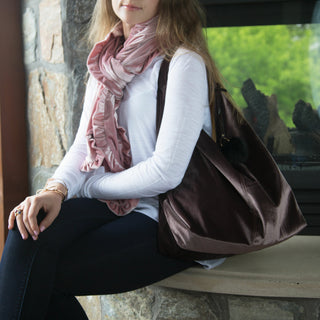Coffee Velvet Shoulder Bag