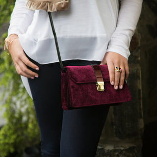 Almond Velvet  Crossbody Bag