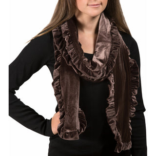 Wine Ruffled Velvet Scarf