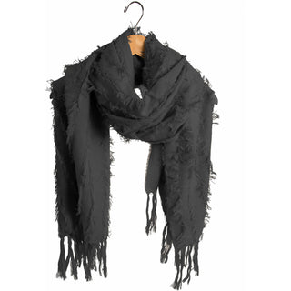 Gray Oversized Frayed Scarf