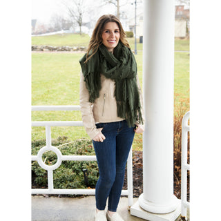 Gray Oversized Frayed Scarf
