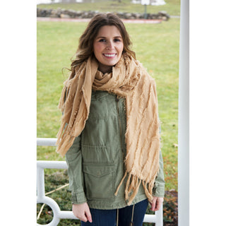 Gray Oversized Frayed Scarf